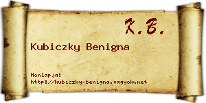Kubiczky Benigna névjegykártya